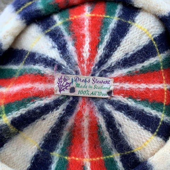 Antique 1960’s Dress Stewart Scotland Tartan Multicolor Wool Cap luxurious Hat - Picture 4 of 10